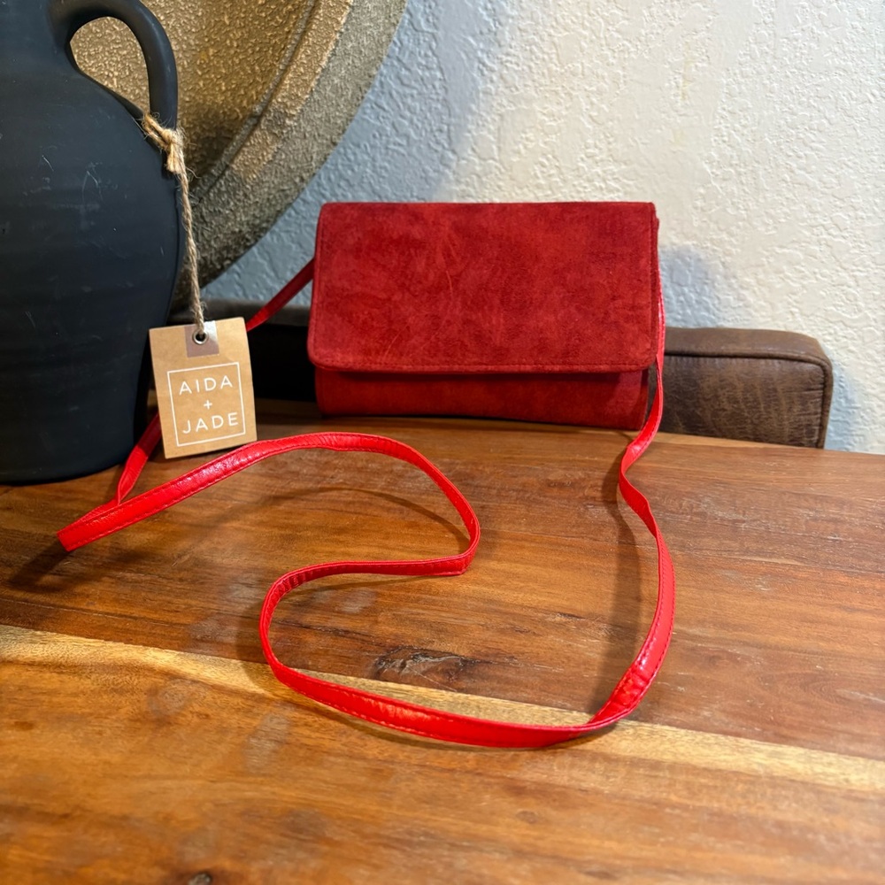 VTG Red Suede Crossbody Bag